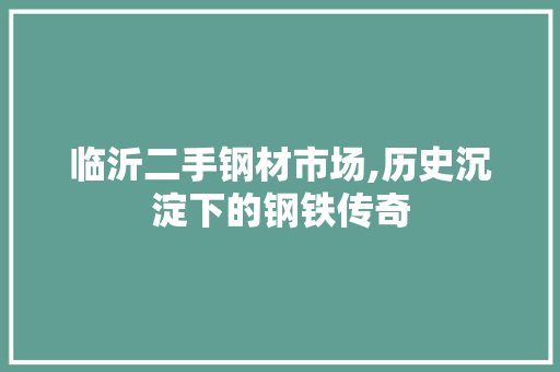 临沂二手钢材市场,历史沉淀下的钢铁传奇