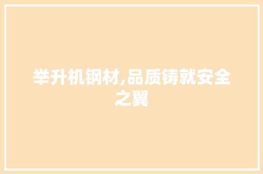 举升机钢材,品质铸就安全之翼