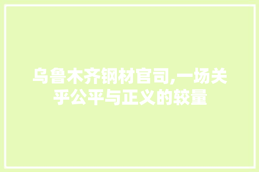 乌鲁木齐钢材官司,一场关乎公平与正义的较量