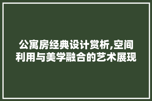 公寓房经典设计赏析,空间利用与美学融合的艺术展现