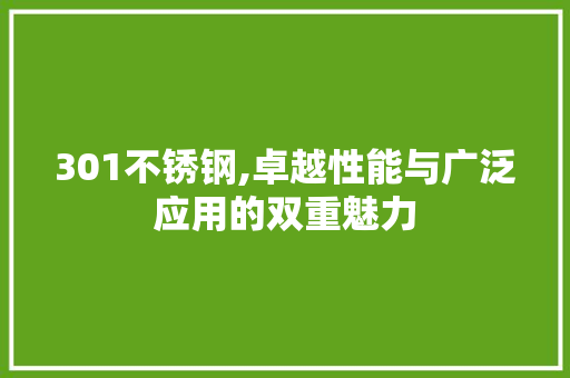 301不锈钢,卓越性能与广泛应用的双重魅力