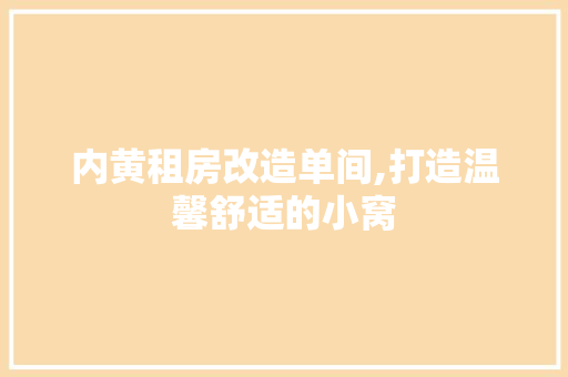内黄租房改造单间,打造温馨舒适的小窝