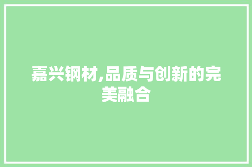 嘉兴钢材,品质与创新的完美融合