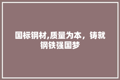 国标钢材,质量为本，铸就钢铁强国梦