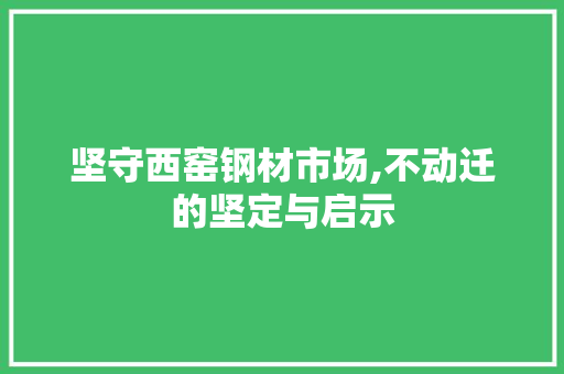 坚守西窑钢材市场,不动迁的坚定与启示