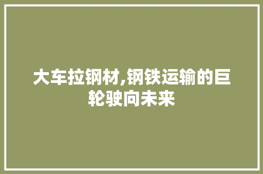 大车拉钢材,钢铁运输的巨轮驶向未来