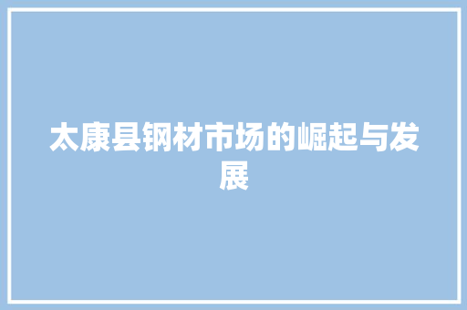 太康县钢材市场的崛起与发展