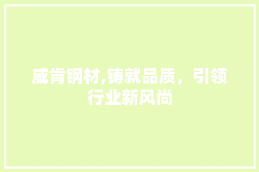 威肯钢材,铸就品质，引领行业新风尚