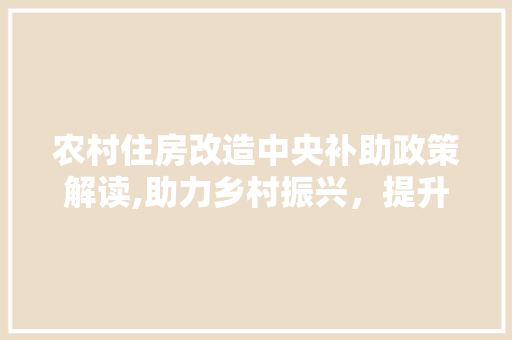 农村住房改造中央补助政策解读,助力乡村振兴，提升农民生活品质