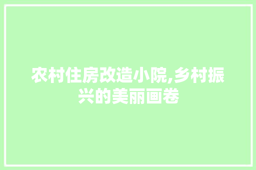 农村住房改造小院,乡村振兴的美丽画卷