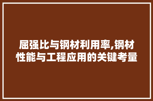 屈强比与钢材利用率,钢材性能与工程应用的关键考量