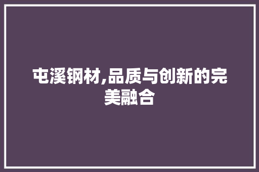 屯溪钢材,品质与创新的完美融合