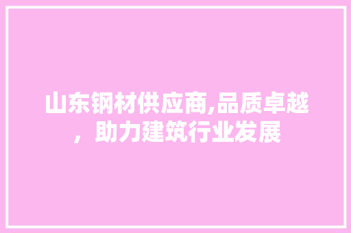 山东钢材供应商,品质卓越，助力建筑行业发展