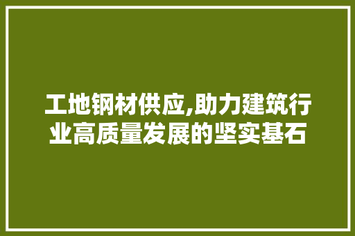 工地钢材供应,助力建筑行业高质量发展的坚实基石