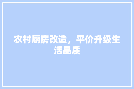 农村厨房改造，平价升级生活品质