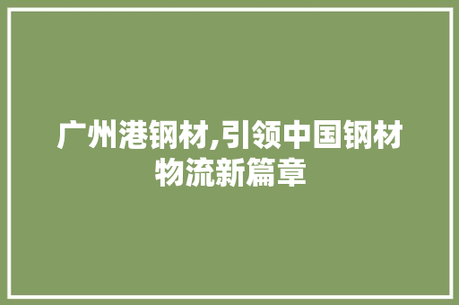广州港钢材,引领中国钢材物流新篇章