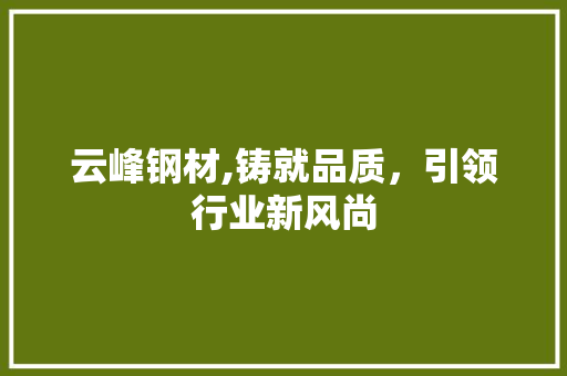 云峰钢材,铸就品质，引领行业新风尚