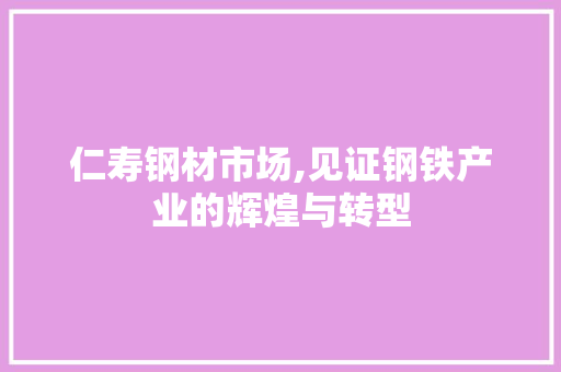仁寿钢材市场,见证钢铁产业的辉煌与转型