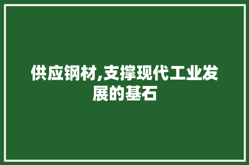 供应钢材,支撑现代工业发展的基石