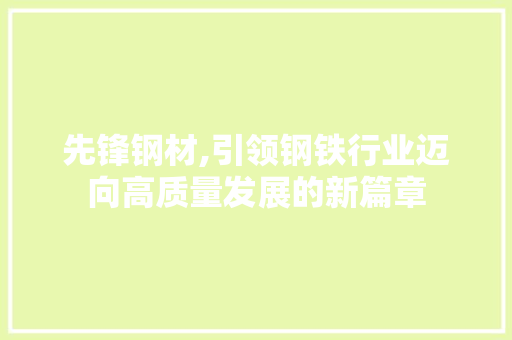 先锋钢材,引领钢铁行业迈向高质量发展的新篇章