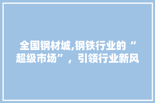 全国钢材城,钢铁行业的“超级市场”，引领行业新风向