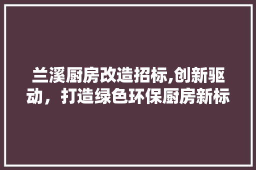 兰溪厨房改造招标,创新驱动，打造绿色环保厨房新标杆