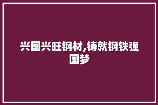 兴国兴旺钢材,铸就钢铁强国梦