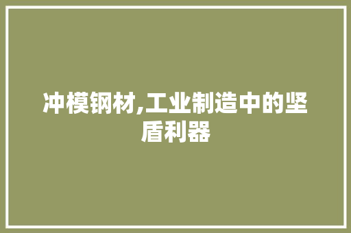 冲模钢材,工业制造中的坚盾利器
