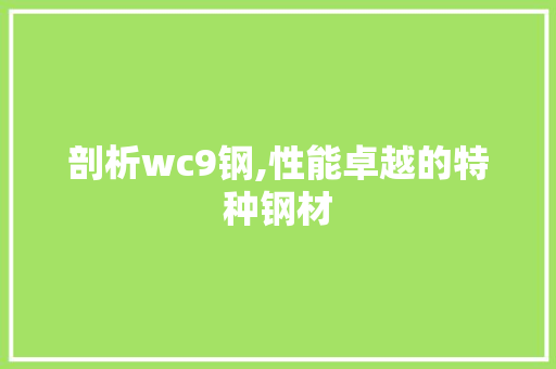 剖析wc9钢,性能卓越的特种钢材