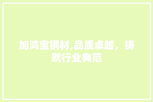 加鸿宝钢材,品质卓越，铸就行业典范