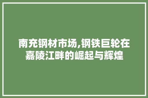 南充钢材市场,钢铁巨轮在嘉陵江畔的崛起与辉煌