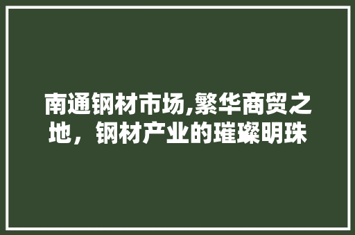 南通钢材市场,繁华商贸之地，钢材产业的璀璨明珠