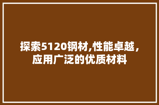探索5120钢材,性能卓越，应用广泛的优质材料