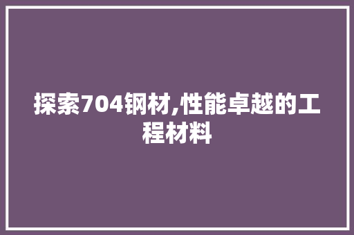 探索704钢材,性能卓越的工程材料