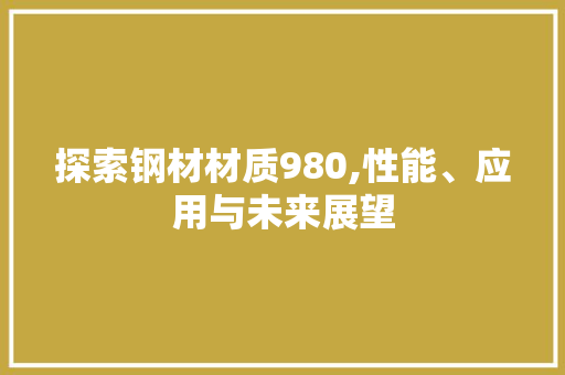 探索钢材材质980,性能、应用与未来展望