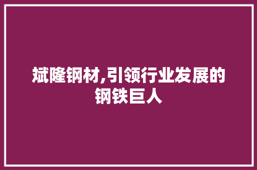 斌隆钢材,引领行业发展的钢铁巨人