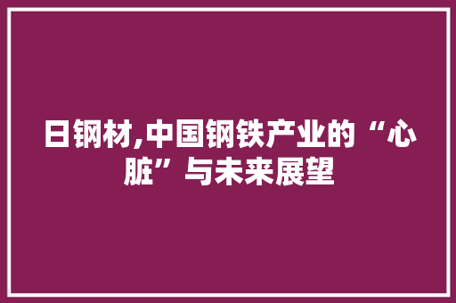 日钢材,中国钢铁产业的“心脏”与未来展望