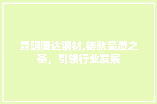 昆明闽达钢材,铸就品质之基，引领行业发展