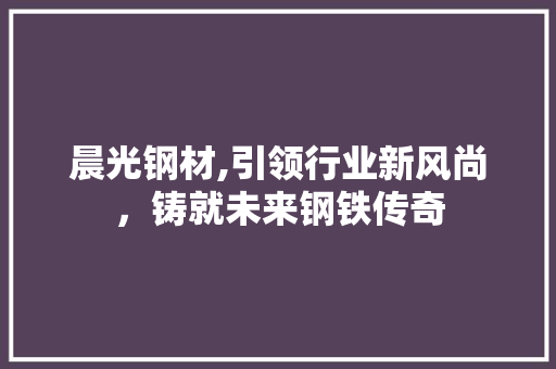晨光钢材,引领行业新风尚，铸就未来钢铁传奇