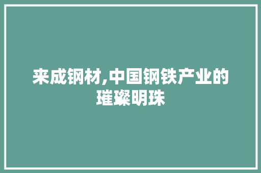 来成钢材,中国钢铁产业的璀璨明珠
