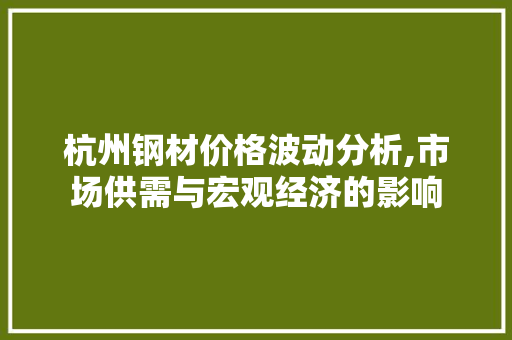 杭州钢材价格波动分析,市场供需与宏观经济的影响