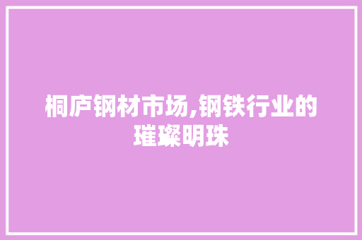 桐庐钢材市场,钢铁行业的璀璨明珠