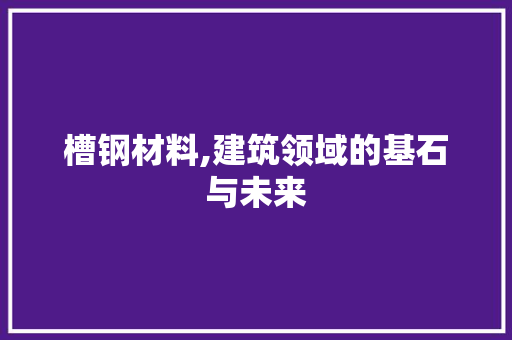 槽钢材料,建筑领域的基石与未来