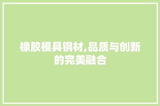 橡胶模具钢材,品质与创新的完美融合