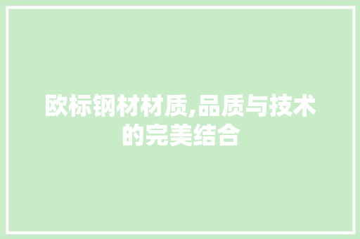 欧标钢材材质,品质与技术的完美结合
