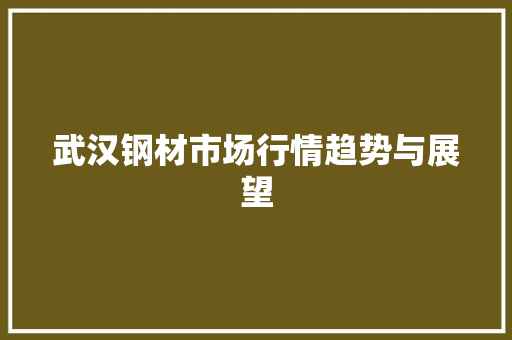 武汉钢材市场行情趋势与展望