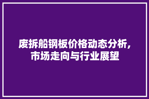 废拆船钢板价格动态分析,市场走向与行业展望