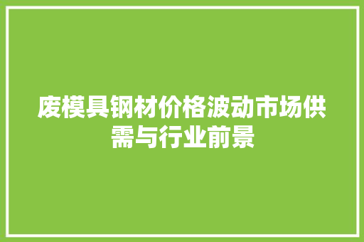废模具钢材价格波动市场供需与行业前景