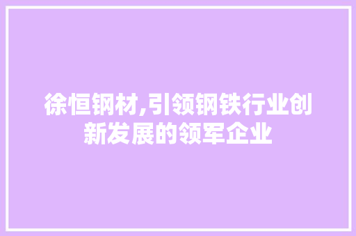 徐恒钢材,引领钢铁行业创新发展的领军企业
