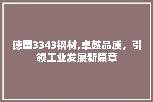 德国3343钢材,卓越品质，引领工业发展新篇章